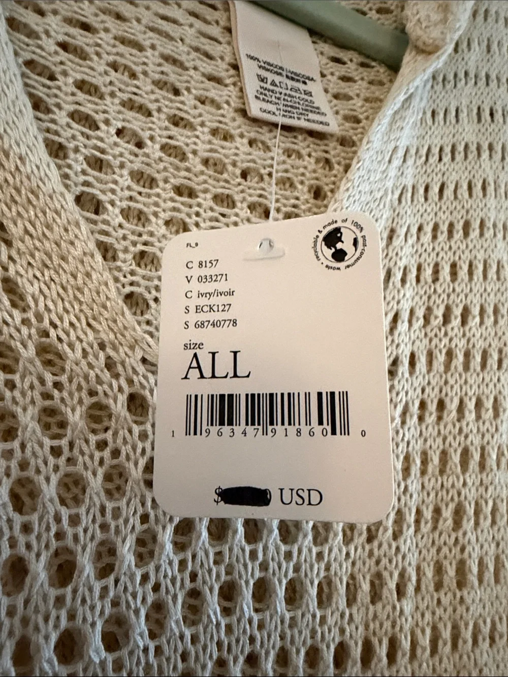 Free People Cream Open-Knit Fringe Poncho Sweater